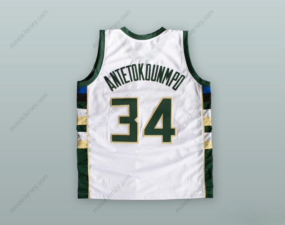 PERSONALIZA Cualquier Nombre Número GIANNIS ANTETOKOUNMPO 34 GREEK FREAK Camiseta Baloncesto Blanca Cosida Tallas S-6XL