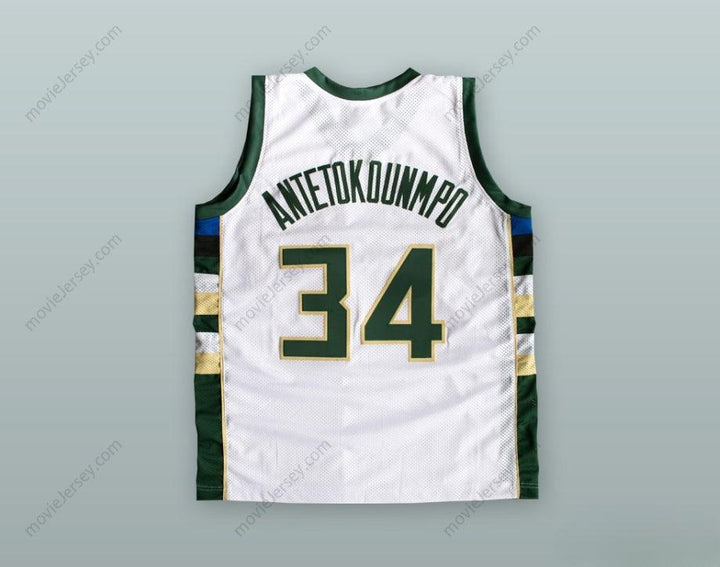 PERSONALIZA Cualquier Nombre Número GIANNIS ANTETOKOUNMPO 34 GREEK FREAK Camiseta Baloncesto Blanca Cosida Tallas S-6XL