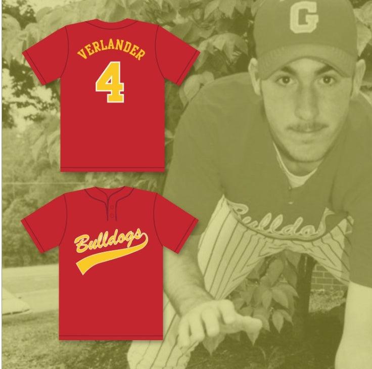 Personalizado Cualquier Nombre Número JUSTIN VERLANDER 4 CAMISETA DE BÉISBOL ROJA BULLDOGS DE LA ESCUELA SECUNDARIA 2 Costuras Superiores S-6XL