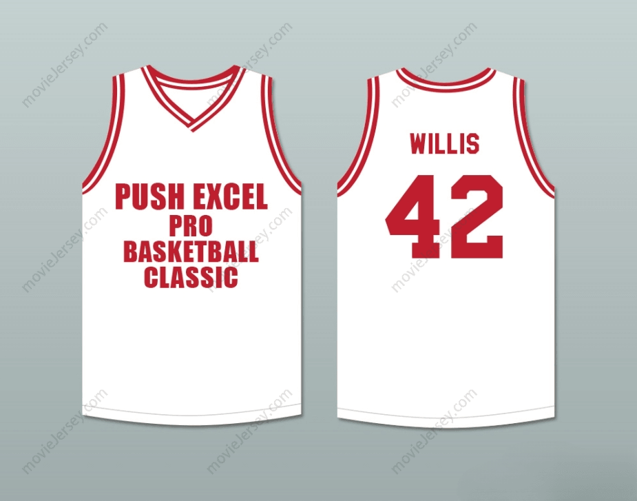 CUSTOM ANY Name Number KEVIN WILLIS 42 PUSH EXCEL PRO BASKETBALL CLASSIC WHITE BASKETBALL JERSEY 1988 CHARITY EVENT Top Stitched S-6XL
