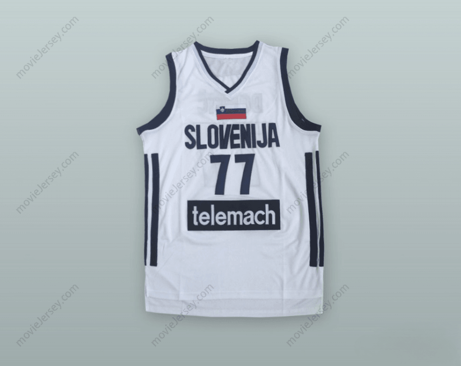 PERSONALIZA Cualquier Nombre Número LUKA DONCIC 77 ESLOVENIA Camiseta Baloncesto Blanca Costuras Top S-6XL