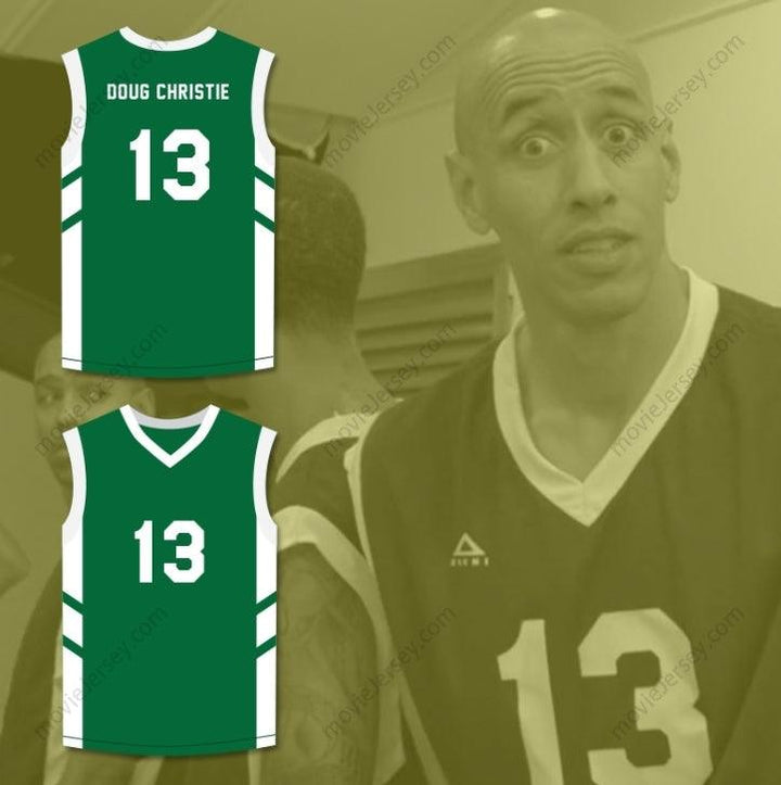 PERSONALIZA Cualquier Nombre Número DOUG CHRISTIE 13 CAMISETA DE BALONCESTO VERDE EL BIG BANG DE DENNIS RODMAN EN PYONGYANG Costuras Superiores S-6XL