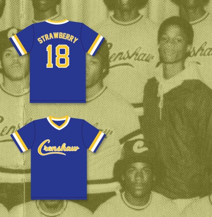 Camiseta de béisbol azul de los Cougars de la escuela secundaria Crenshaw con el nombre y número personalizados de DARRYL STRAWBERRY 18, costura superior, tallas S-6XL