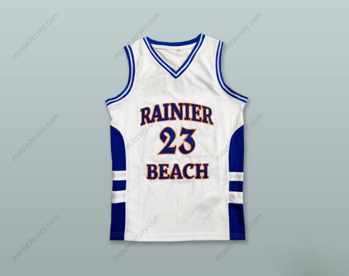 PERSONALIZA Cualquier Nombre Número JAMAL CRAWFORD 23 RAINIER BEACH HIGH SCHOOL VIKINGS CAMISETA BALONCESTO BLANCA Parte Superior Cosida S-6XL