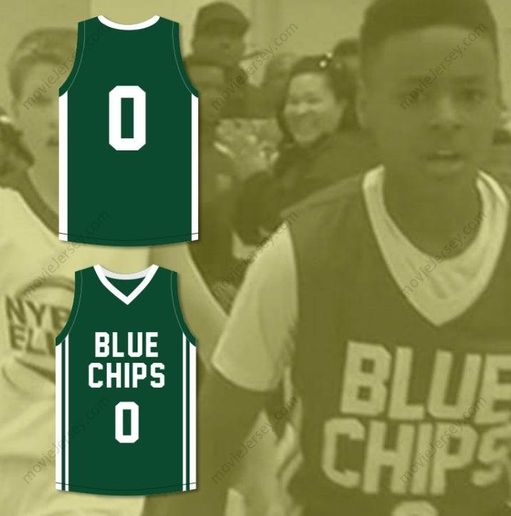 PERSONALIZA CUALQUIER Nombre Número LEBRON JAMES JR 0 AZUL CHIPS VERDE CAMISETA DE BALONCESTO 1 Con costuras S-6XL