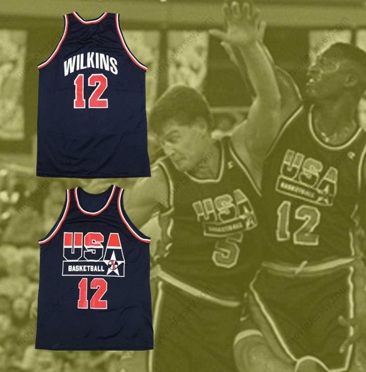 PERSONALIZADO Cualquier Nombre Número DOMINIQUE WILKINS 12 Camiseta Baloncesto EEUU Cosida Tallas S-6XL
