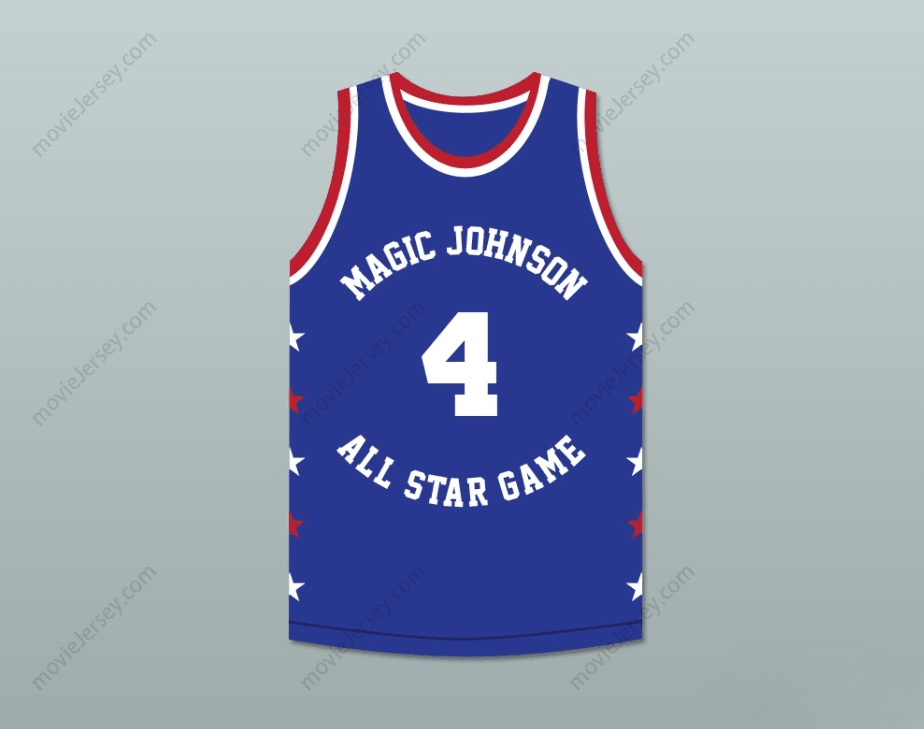 PERSONALIZA CUALQUIER Nombre Número SPUD WEBB 4 MAGIC JOHNSON CAMISETA BALONCESTO AZUL ALL STAR GAME 1986 EVENTO BENÉFICO MIDSUMMER NIGHT'S MAGIC Parte superior cosida S-6XL