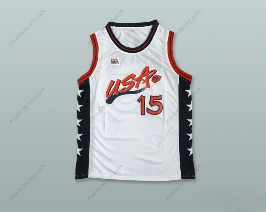 PERSONALIZA Cualquier Nombre Número 1996 HAKEEM OLAJUWON 15 USA TEAM CAMISETA DE BALONCESTO LOCAL Parte Superior Cosida S-6XL
