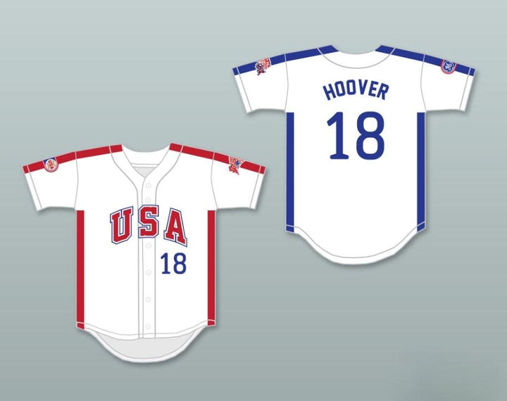 Custom Any Name Number JOHN HOOVER 18 1984 USA TEAM WHITE BUTTON DOWN BASEBALL JERSEY Top Stitched S-6XL
