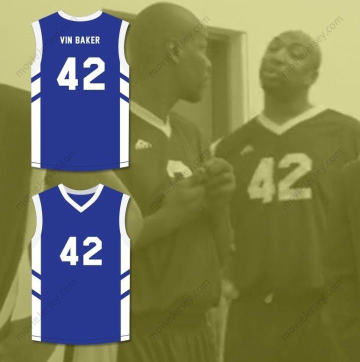 PERSONALIZAR Cualquier Nombre Número VIN BAKER 42 AZUL CAMISETA BALONCESTO EL BIG BANG DE DENNIS RODMAN EN PYONGYANG Costura Superior S-6XL