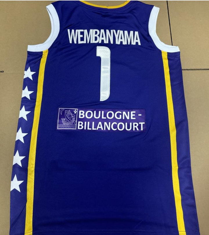 Camiseta de Baloncesto Masculina Wembanyama #1 Jersey Todo Cosido S-2XLCosido