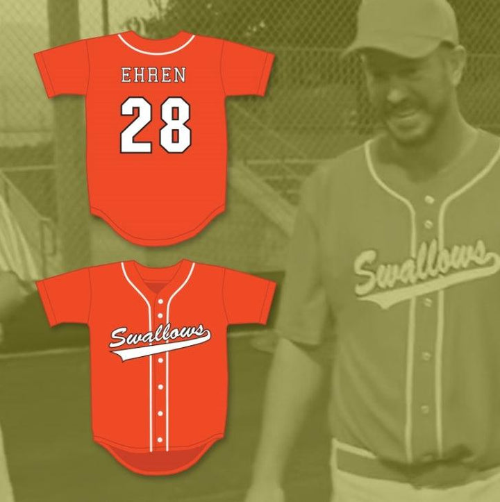 Camiseta de béisbol naranja EHREN MCGHEHEY 28 SWALLOWS PLAY BALL personalizada con cualquier nombre y número, bordada, tallas S-6XL