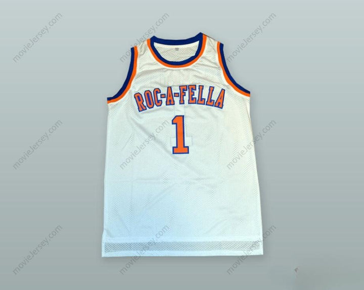 PERSONALIZA Cualquier Nombre Número SHAWN CARTER 1 ROC-A-FELLA BLANCO CAMISETA DE BALONCESTO con Costuras S-6XL