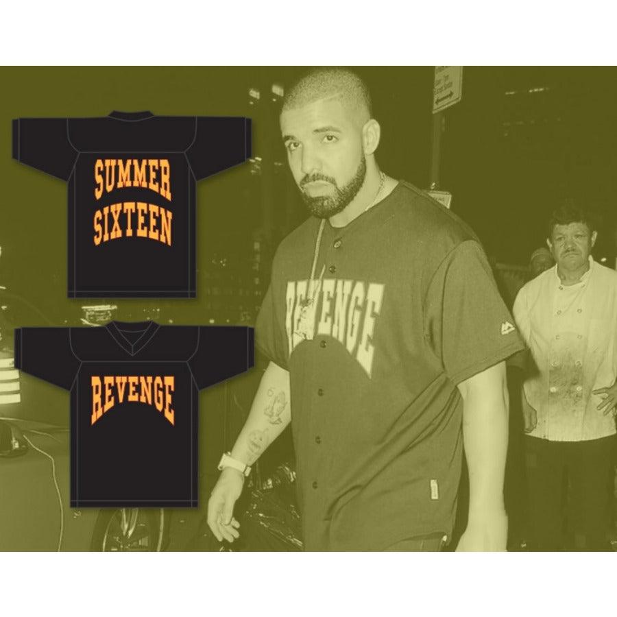 PERSONALIZADA CUALQUIER Nombre Número DRAKE REVENGE SUMMER SIXTEEN LOOKING FOR REVENGE Camiseta Fútbol Negra Cosida S-6XL