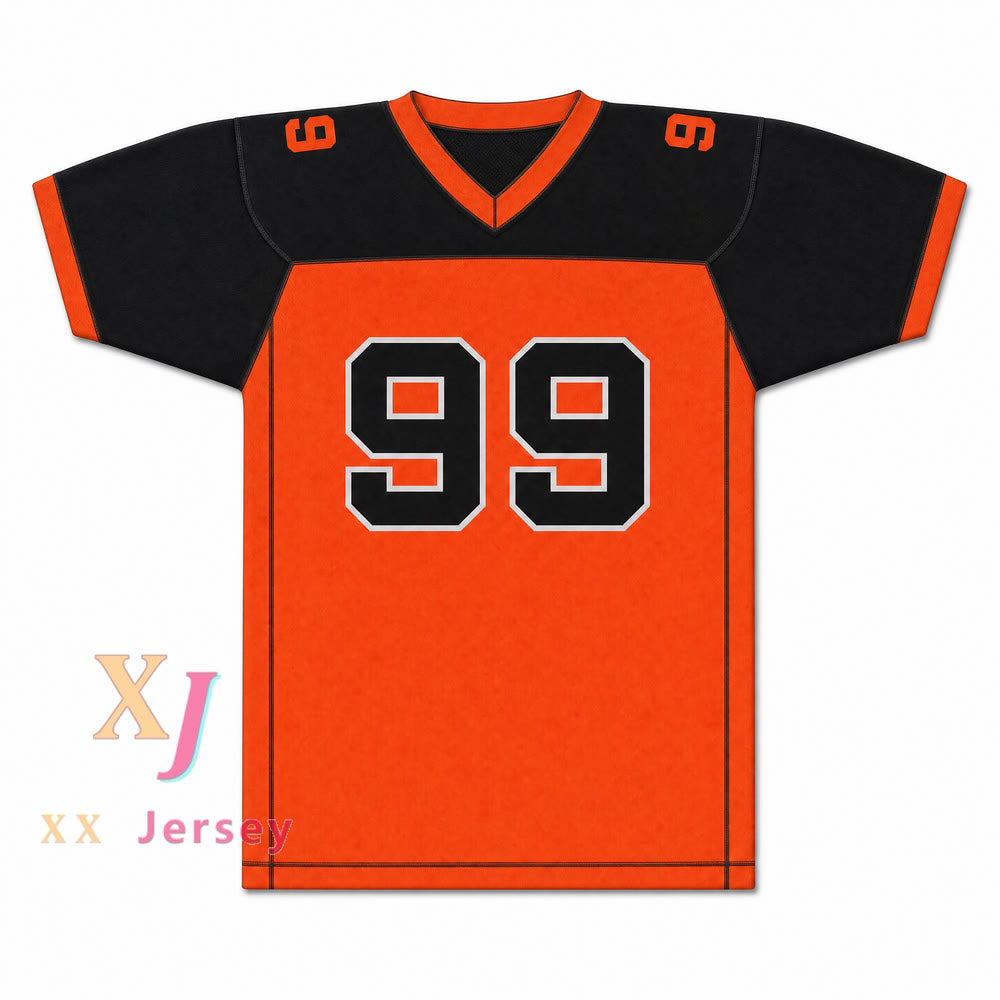 CAMISETA DE FÚTBOL DORGHU 99 ORC FOGTEETH, NEGRO/NARANJA, CON PARCHES PERSONALIZADOS Y DOBLE COSTURA, TALLAS S-6XL