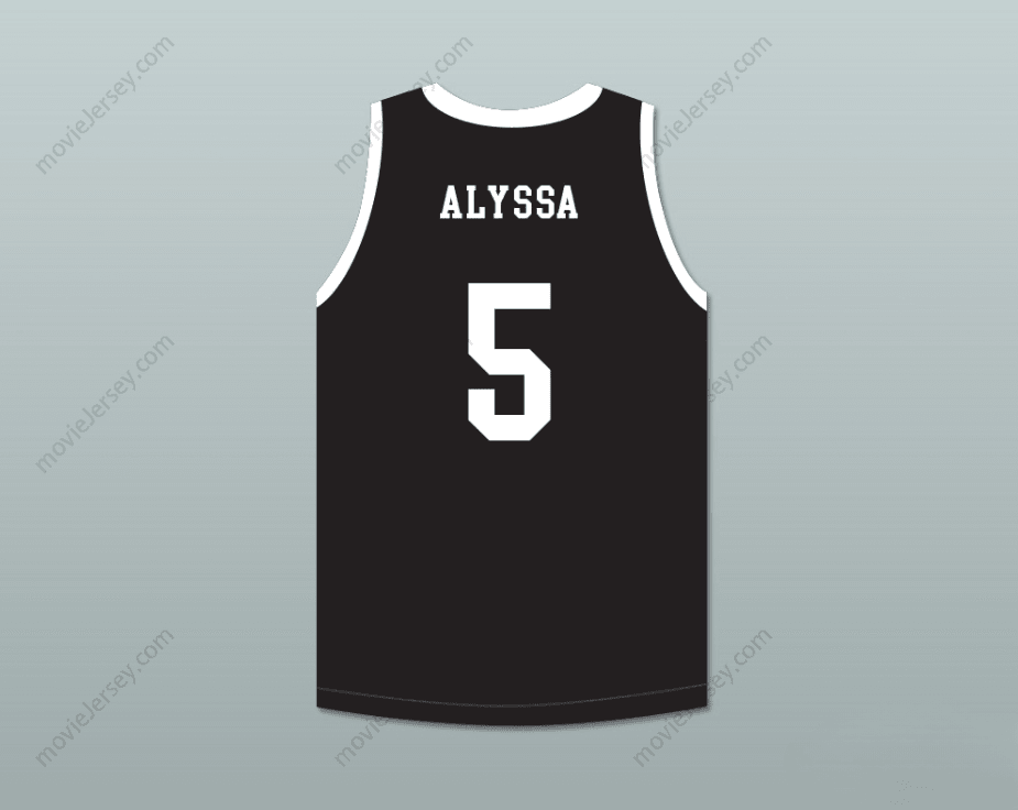 CAMISETA DE BALONCESTO NEGRA MAMBA BALLERS VERSIÓN 2, CON NÚMERO Y NOMBRE PERSONALIZADO (ALYSSA 5) Y COSTURA SUPERIOR, TALLAS S-6XL