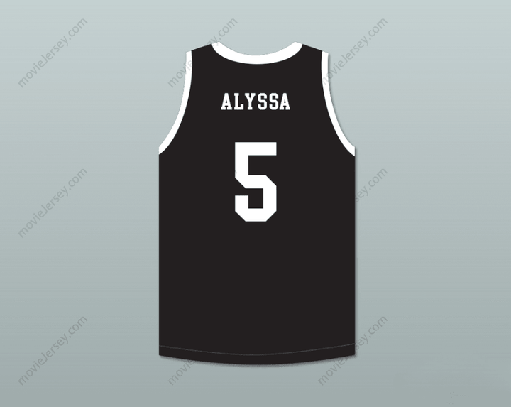 CAMISETA DE BALONCESTO NEGRA MAMBA BALLERS VERSIÓN 2, CON NÚMERO Y NOMBRE PERSONALIZADO (ALYSSA 5) Y COSTURA SUPERIOR, TALLAS S-6XL