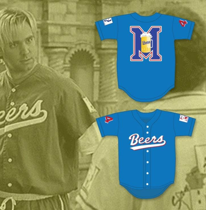 Personalizado Cualquier Nombre Número JOE COOPER 44 LOGO CERVEZAS CAMISETA BÉISBOL AZUL Cosido S-6XL