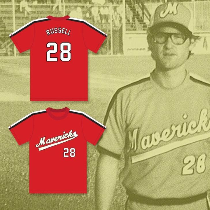 Personaliza Cualquier Nombre Número KURT RUSSELL 28 CAMISETA DE BÉISBOL ROJA THE BATTERED BASTARDS OF BASEBALL Costura superior S-6XL