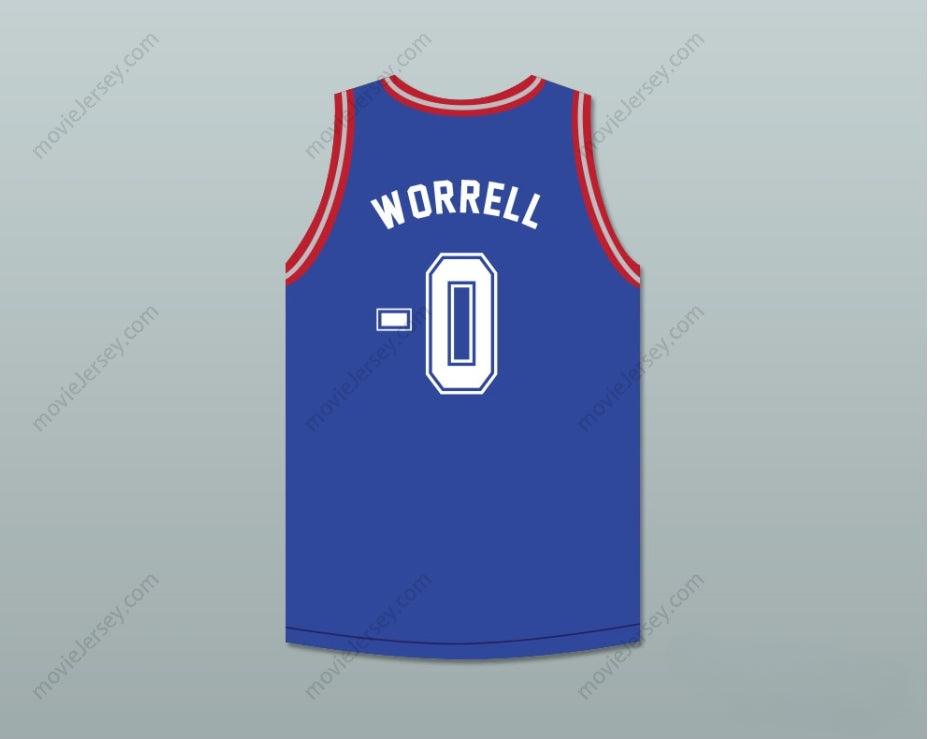 PERSONALIZABLE Cualquier Nombre Número ERNEST P. WORRELL 0 CAMISETA BALONCESTO AZUL DELUXE BARRIDO COMPLETO MATE ERNEST 2 Cosido Superior S-6XL