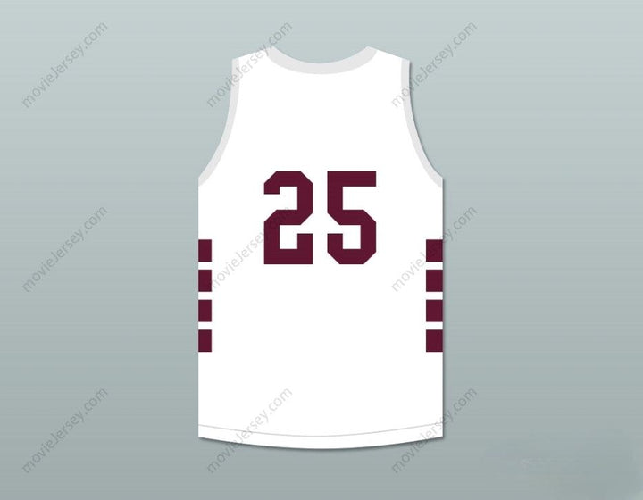 PERSONALIZA CUALQUIER Nombre Número JUGADOR 25 BRISTOL CENTRAL RAMS CAMISETA DE BALONCESTO BLANCA Parte Superior Cosida S-6XL