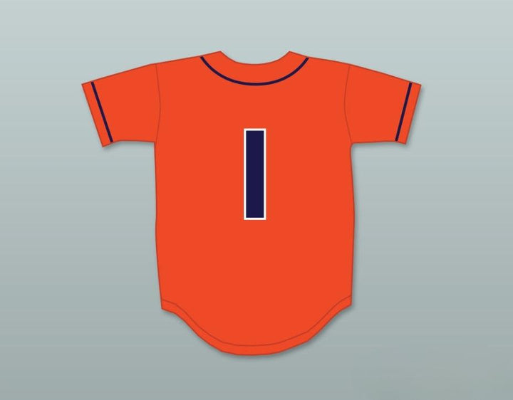 Camiseta de béisbol naranja MIKE TROUT 1 THUNDERBOLTS DE PREPARATORIA personalizada con cualquier nombre y número, talla S-6XL, costuras dobles.