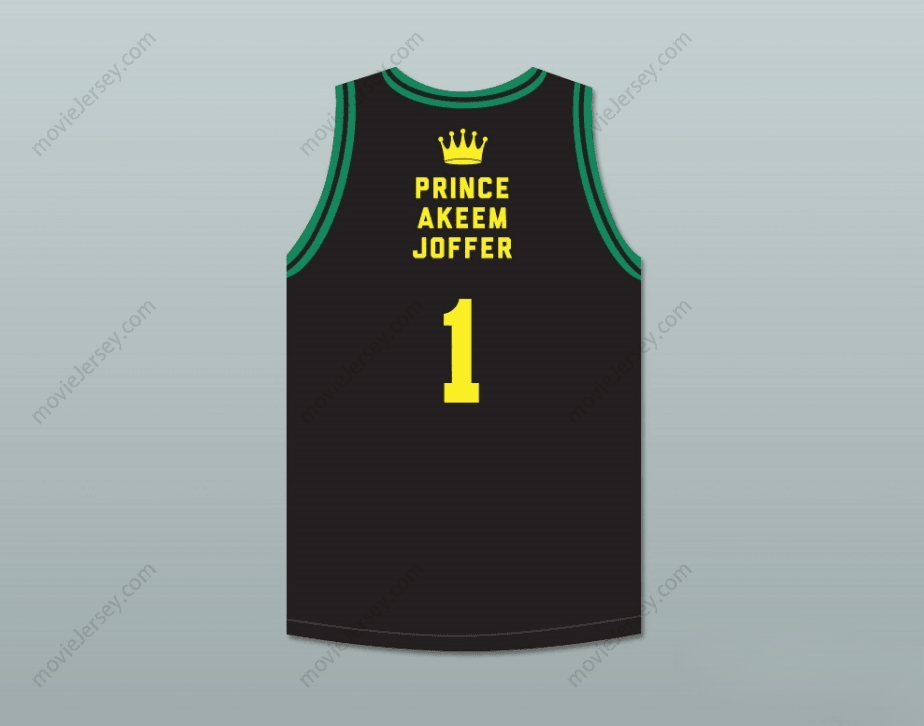 PERSONALIZA Cualquier Nombre Número PRÍNCIPE AKEEM JOFFER 1 PAÍS AFRICANO FICTICIO CAMISETA DE BALONCESTO NEGRA Parte Superior Cosida S-6XL
