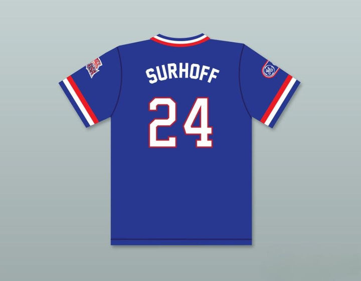 Personalizado Cualquier Nombre Número B.J. SURHOFF 24 1984 Equipo de USA Jersey de Béisbol Azul Costura Superior Tallas S-6XL