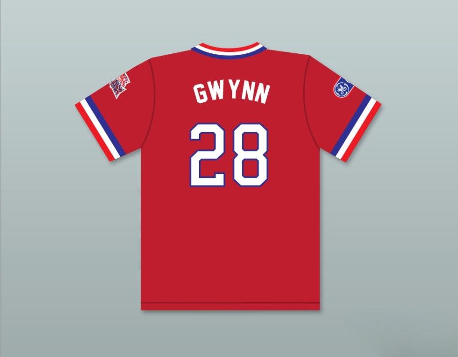 Camiseta de béisbol con el nombre y número personalizados de CHRIS GWYNN 28 1984 USA TEAM ROJO con costuras, tallas S-6XL