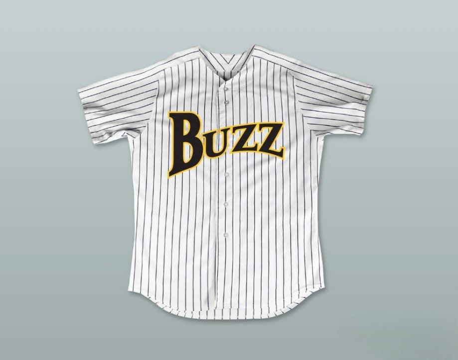 Custom Any Name Number JUAN LOPEZ 11 BUZZ WHITE PINSTRIPED BASEBALL JERSEY MAJOR LEAGUE: BACK TO THE MINORS Top Stitched S-6XL