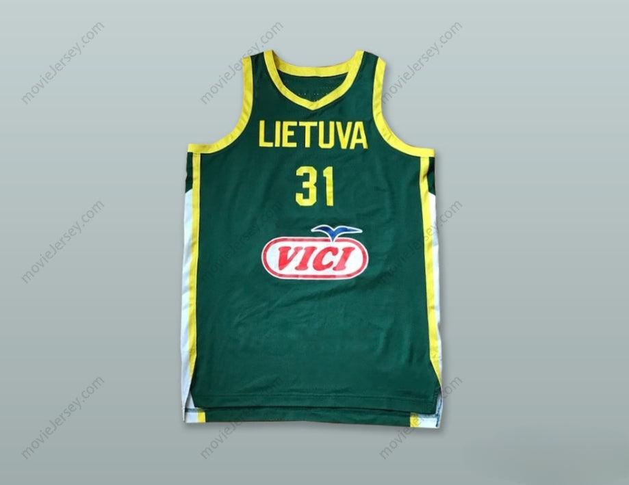 PERSONALIZADO Cualquier Nombre Número ROKAS GIEDRAITIS 31 LITUANIA Camiseta de Baloncesto Verde Cosida Tallas S-6XL