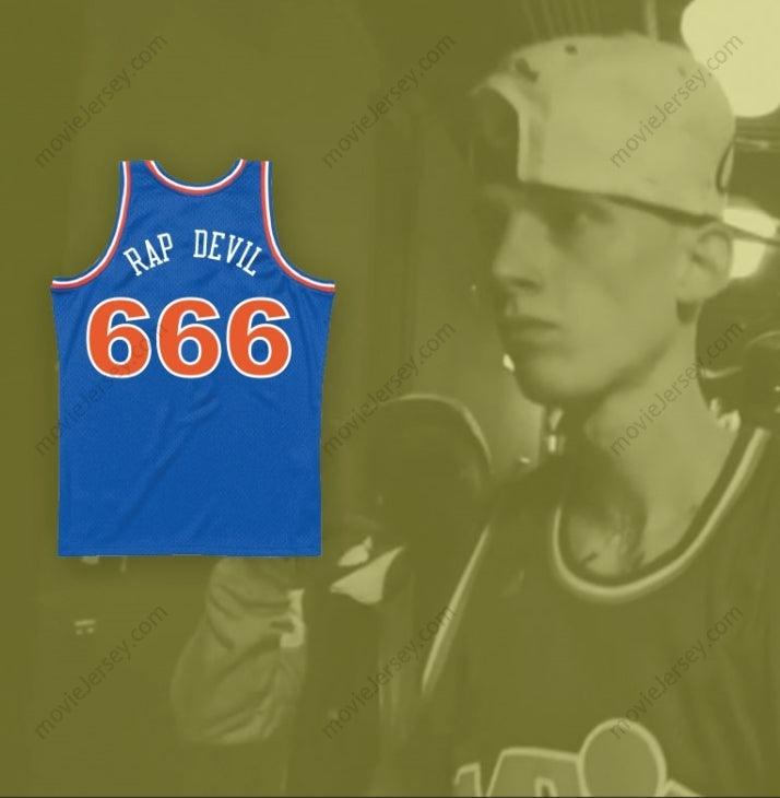PERSONALIZADO Cualquier Nombre Número MGK 666 RAP DEVIL BALONCESTO AZUL CLÁSICO Camiseta Cosida Tallas S-6XL