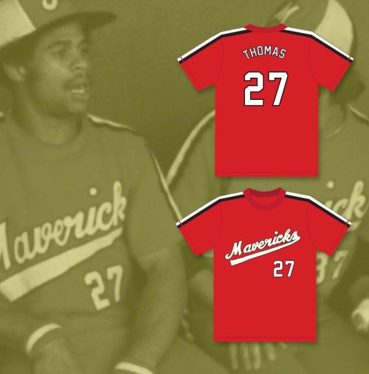 Jersey de béisbol rojo personalizado con cualquier nombre y número REGGIE THOMAS 27. Cosido en la parte superior. THE BATTERED BASTARDS OF BASEBALL. Tallas S-6XL