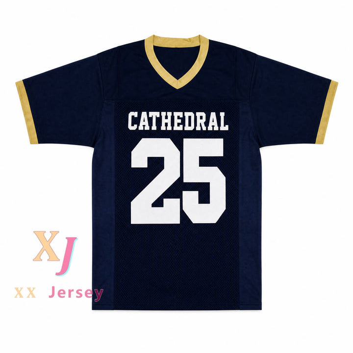 Custom Terry McLaurin 25 Cathedral High School Navy Blue Football Jersey