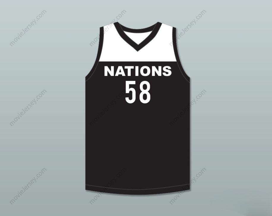 PERSONALIZA Cualquier Nombre Número JUGADOR 58 NACIONES Camiseta de BALONCESTO Negra Cosida S-6XL