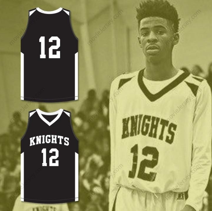 PERSONALIZADO Cualquier nombre y número JA MORANT 12 CRESTWOOD HIGH SCHOOL KNIGHTS Camiseta de baloncesto NEGRA 1 Top Cosido S-6XL