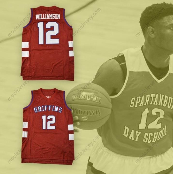 CUSTOM ANY Name Number ZION WILLIAMSON 12 DAY SCHOOL GRIFFINS RED ALTERNATE BASKETBALL JERSEY Top Stitched S-6XL