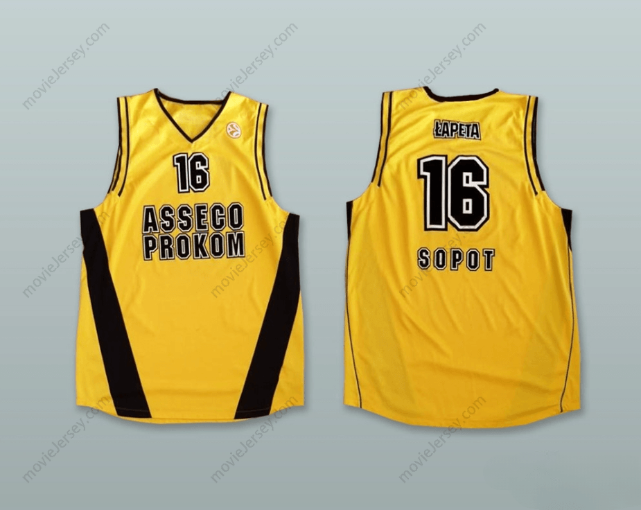 CUSTOM ANY Name Number ADAM LAPETA 16 POLONIA POLAND YELLOW BASKETBALL JERSEY Top Stitched S-6XL