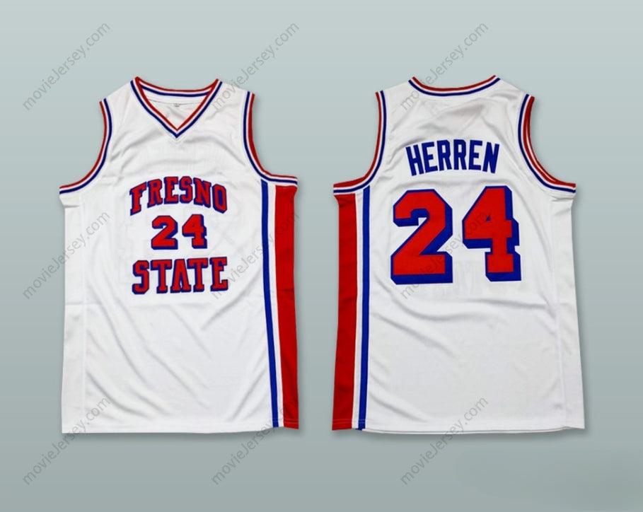 PERSONALIZADO Cualquier Nombre Número CHRIS HERREN 24 FRESNO STATE BULLDOGS BLANCO CAMISETA DE BALONCESTO Cosida Tallas S-6XL
