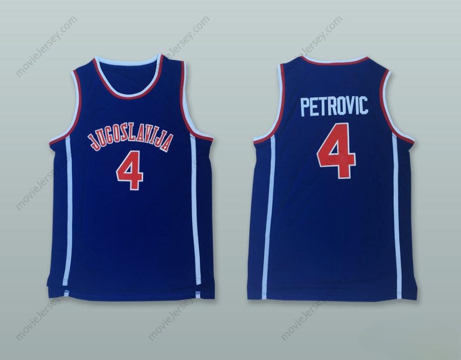 CUSTOM ANY Name Number DRAZEN PETROVIC 4 JUGOSLAVIJA BLUE BASKETBALL JERSEY Top Stitched S-6XL