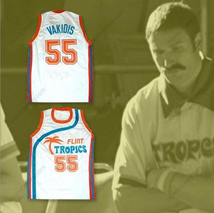 PERSONALIZAR Cualquier Nombre Número VAKIDIS 55 FLINT TROPICS CAMISETA DE BALONCESTO BLANCA SEMIPROFESIONAL Cosida S-6XL