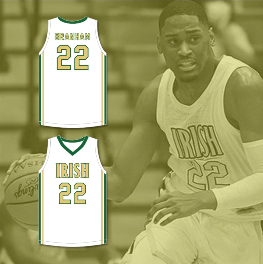 Custom Malaki Branham 22 St. Vincent-St. Mary Fighting Irish White Basketball Jersey