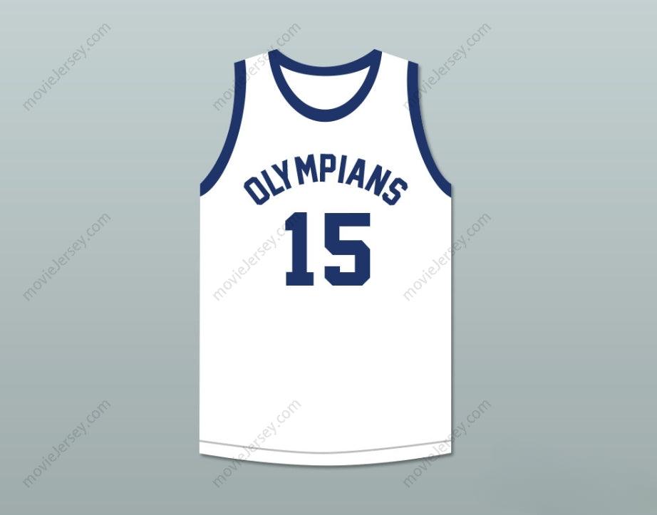 CUSTOM ANY Name Number ALEX GROZA 15  OLYMPIANS RETRO WHITE BASKETBALL JERSEY Top Stitched S-6XL