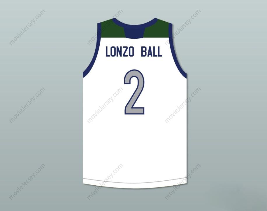 Camiseta de baloncesto blanca personalizada con cualquier nombre y número LONZO BALL 2 CHINO HILLS HUSKIES con parche y costuras superiores S-6XL