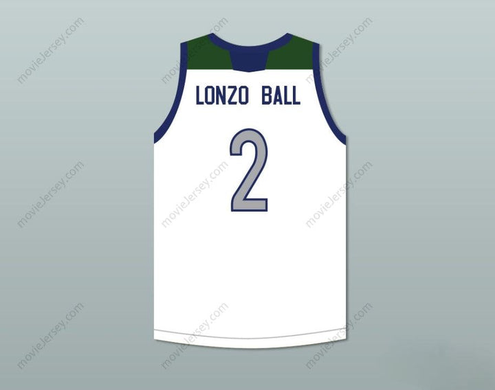 Camiseta de baloncesto blanca personalizada con cualquier nombre y número LONZO BALL 2 CHINO HILLS HUSKIES con parche y costuras superiores S-6XL