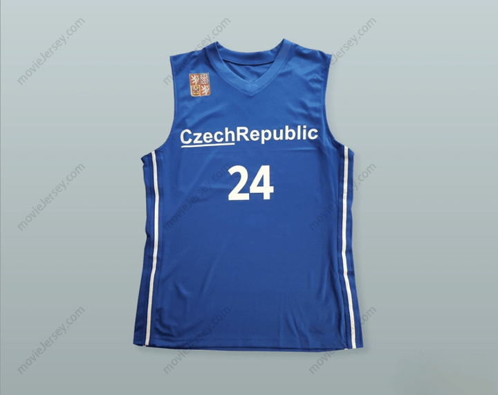 CUSTOM ANY Name Number JAN VESELY 24 CZECH REPUBLIC BASKETBALL JERSEY WITH PATCH Top Stitched S-6XL