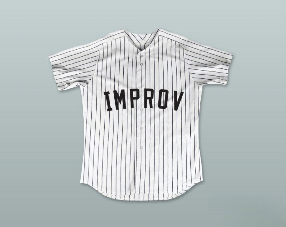 Custom Any Name Number GEORGE COSTANZA 17 IMPROV WHITE PINSTRIPED BASEBALL JERSEY Top Stitched S-6XL