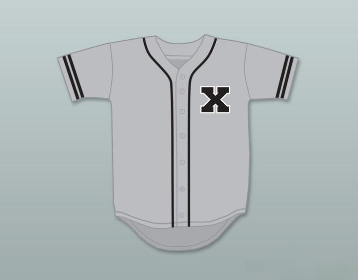 Camiseta de béisbol gris MALCOLM X con nombre y número personalizados, cosida, S-6XL