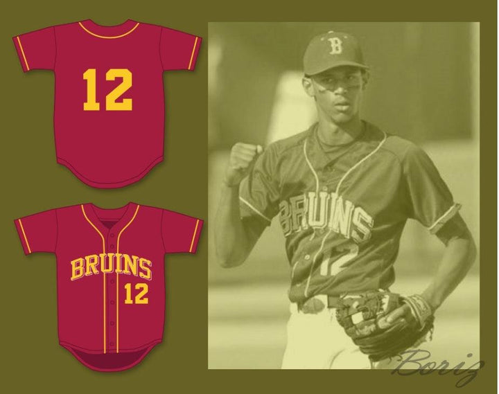Personaliza cualquier nombre número AARON HICKS 12 WOODROW WILSON CLASSICAL HIGH SCHOOL BRUINS CAMISETA DE BÉISBOL ROJO CARDENAL 1 Doble Costura S-6XL