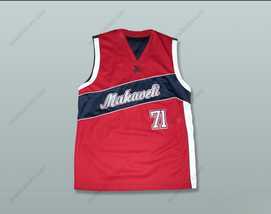 PERSONALIZA CUALQUIER Nombre Número TUPAC SHAKUR 71 MAKAVELI Camiseta de Baloncesto ROJA Y NEGRA con Costuras Superior Tallas S-6XL
